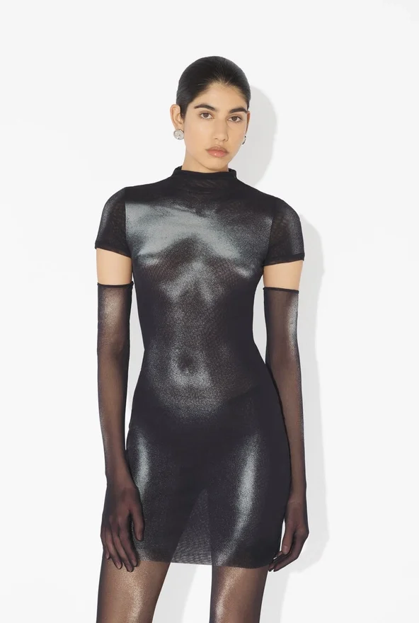 O vestido curto prateado Body Dust O vestido curto prateado Body Dust