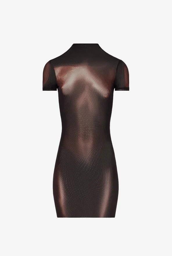 O vestido de calções em tule bronze com padrão “Body Dust” O vestido de calções em tule bronze com padrão “Body Dust”
