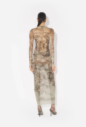 O vestido longo bege Madaillon