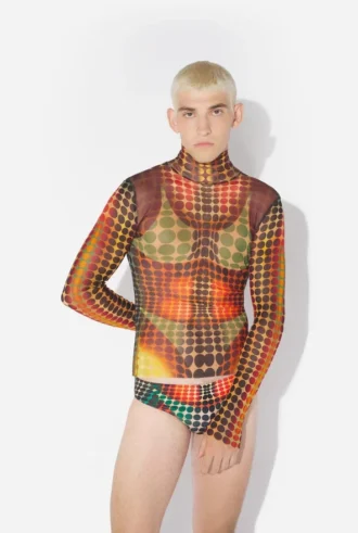 Reedição – Top de malha com bolinhas castanhas